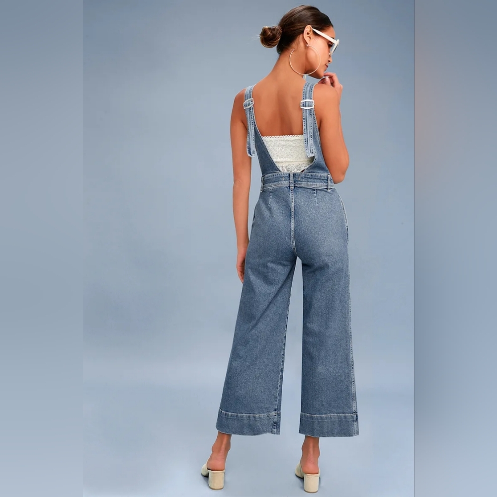 Free People A-Line Denim Overalls, Size 6 - Picture 3 of 9